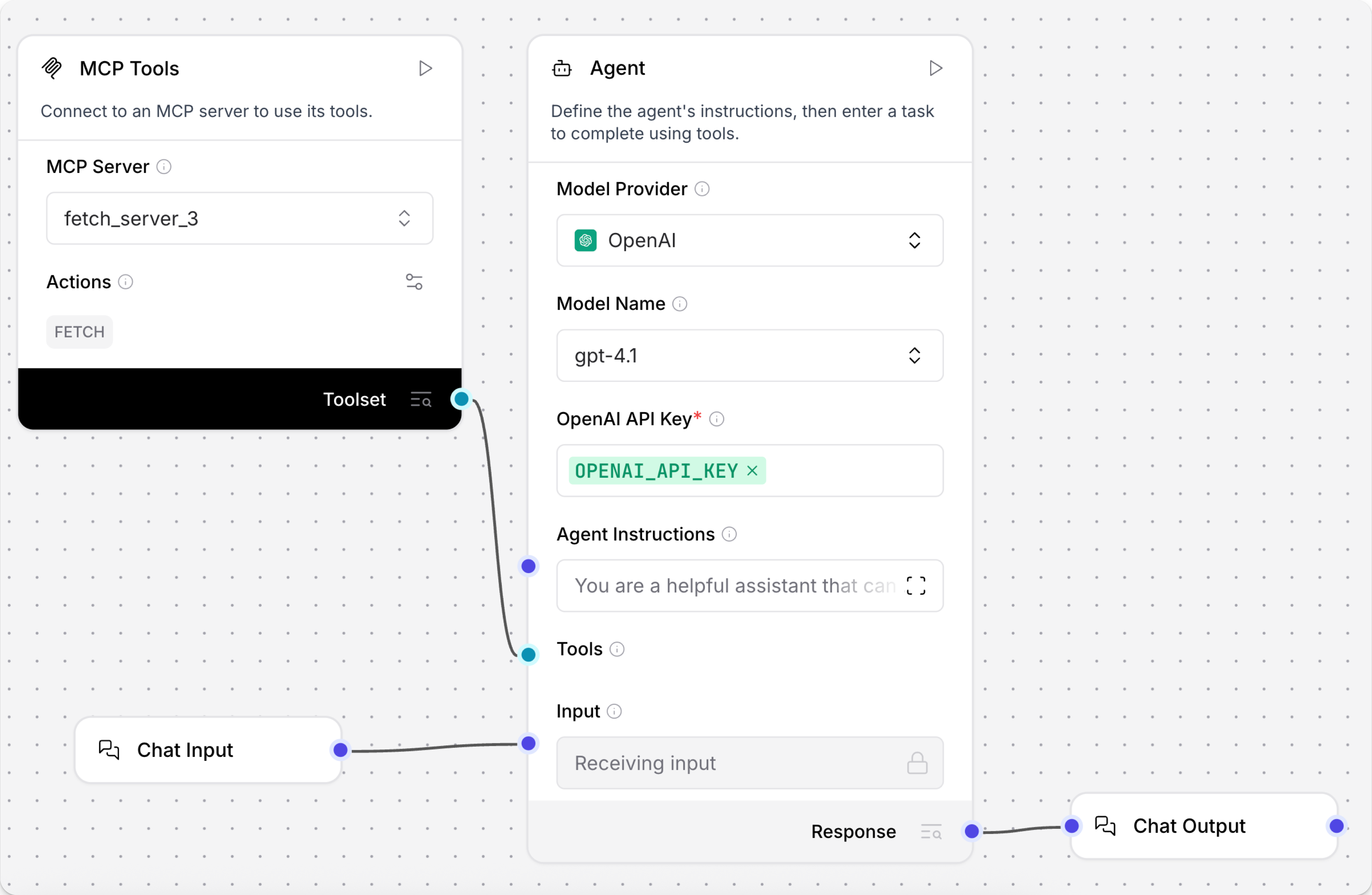 MCP tools component in stdio mode