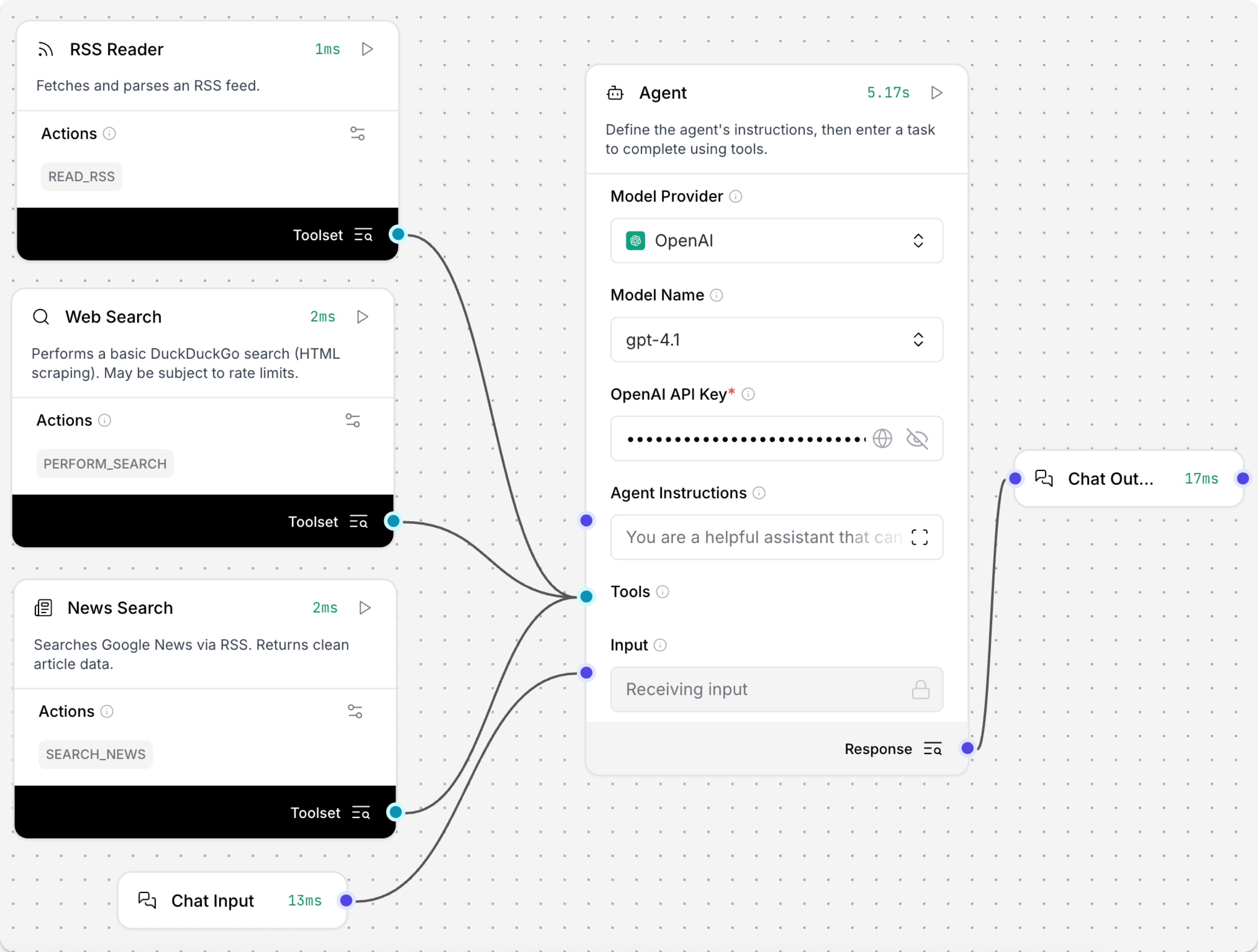 Data components connected to agent