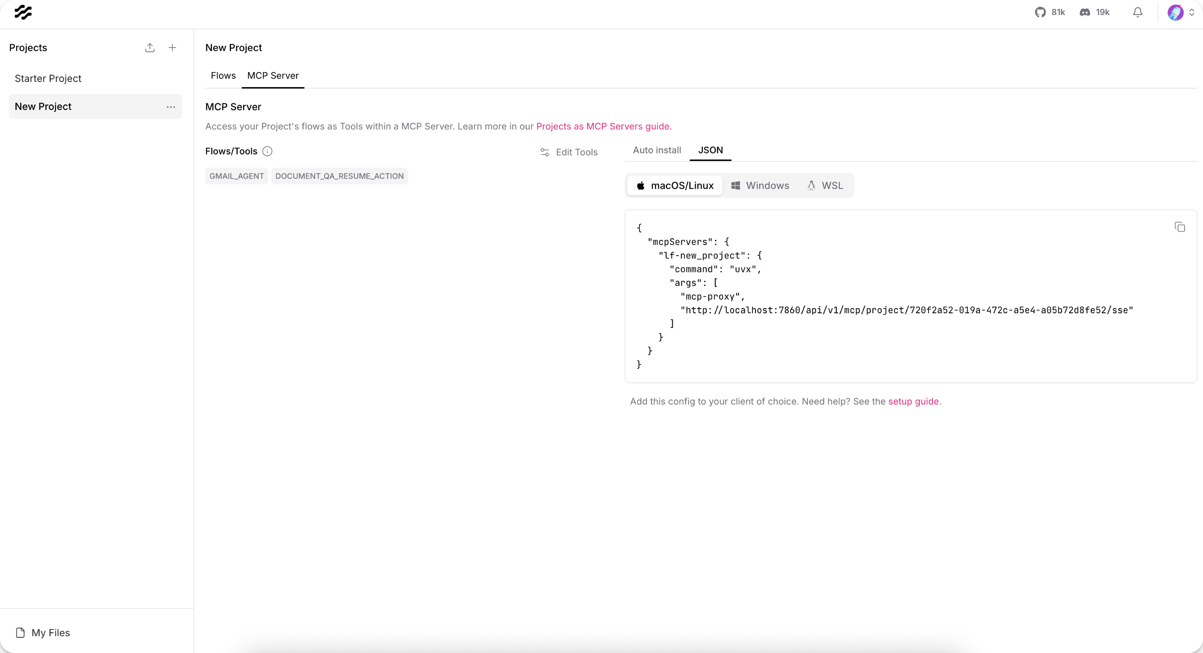 MCP server projects page