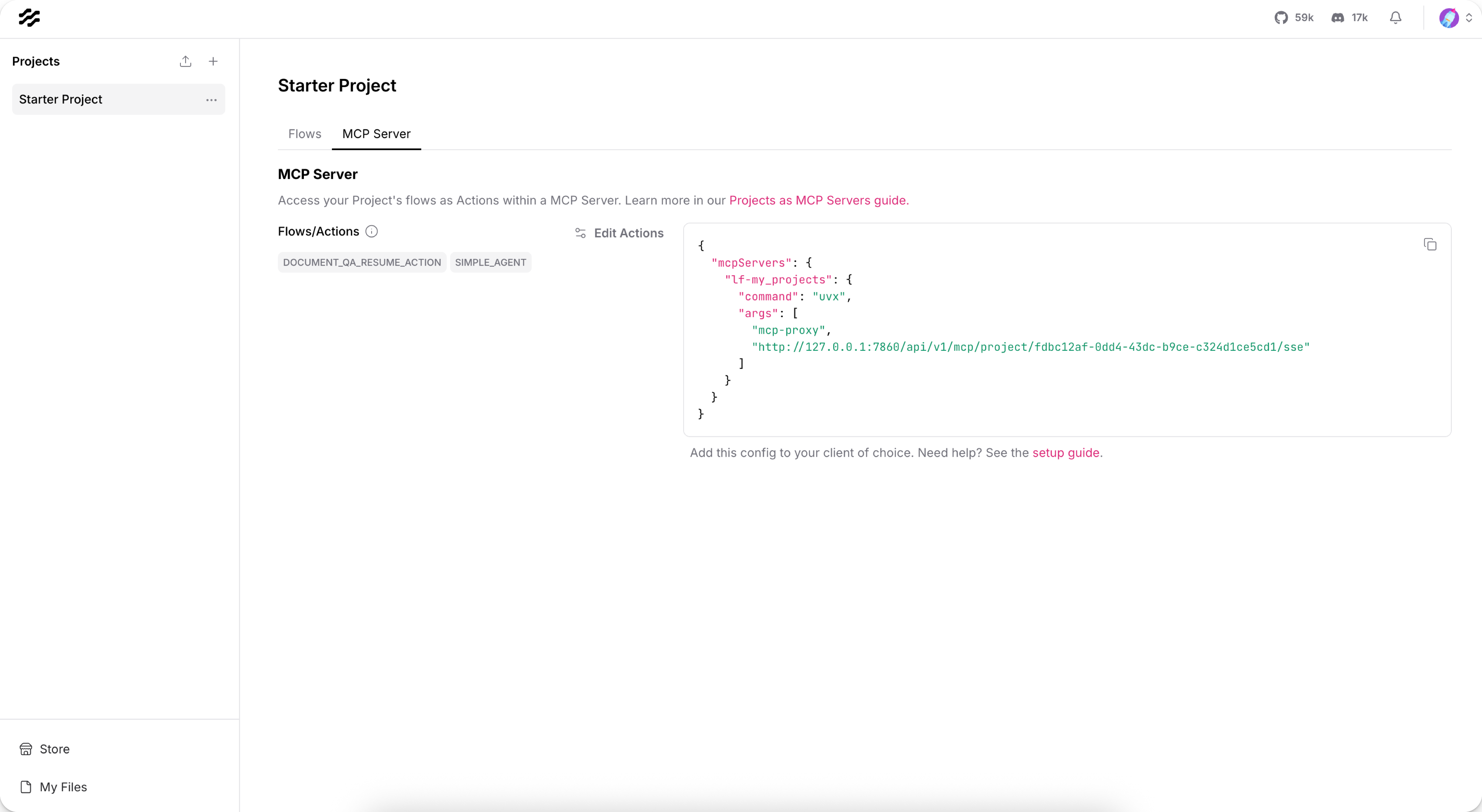 MCP server projects page