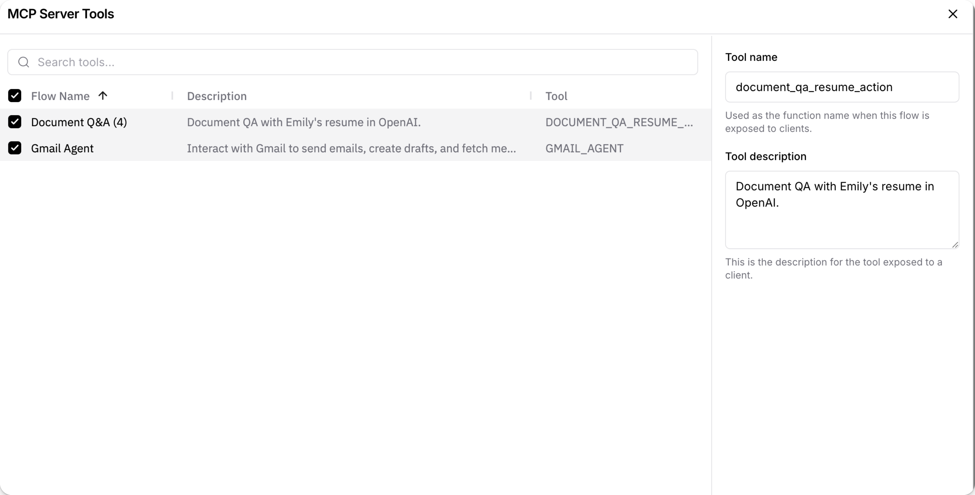 MCP server tools
