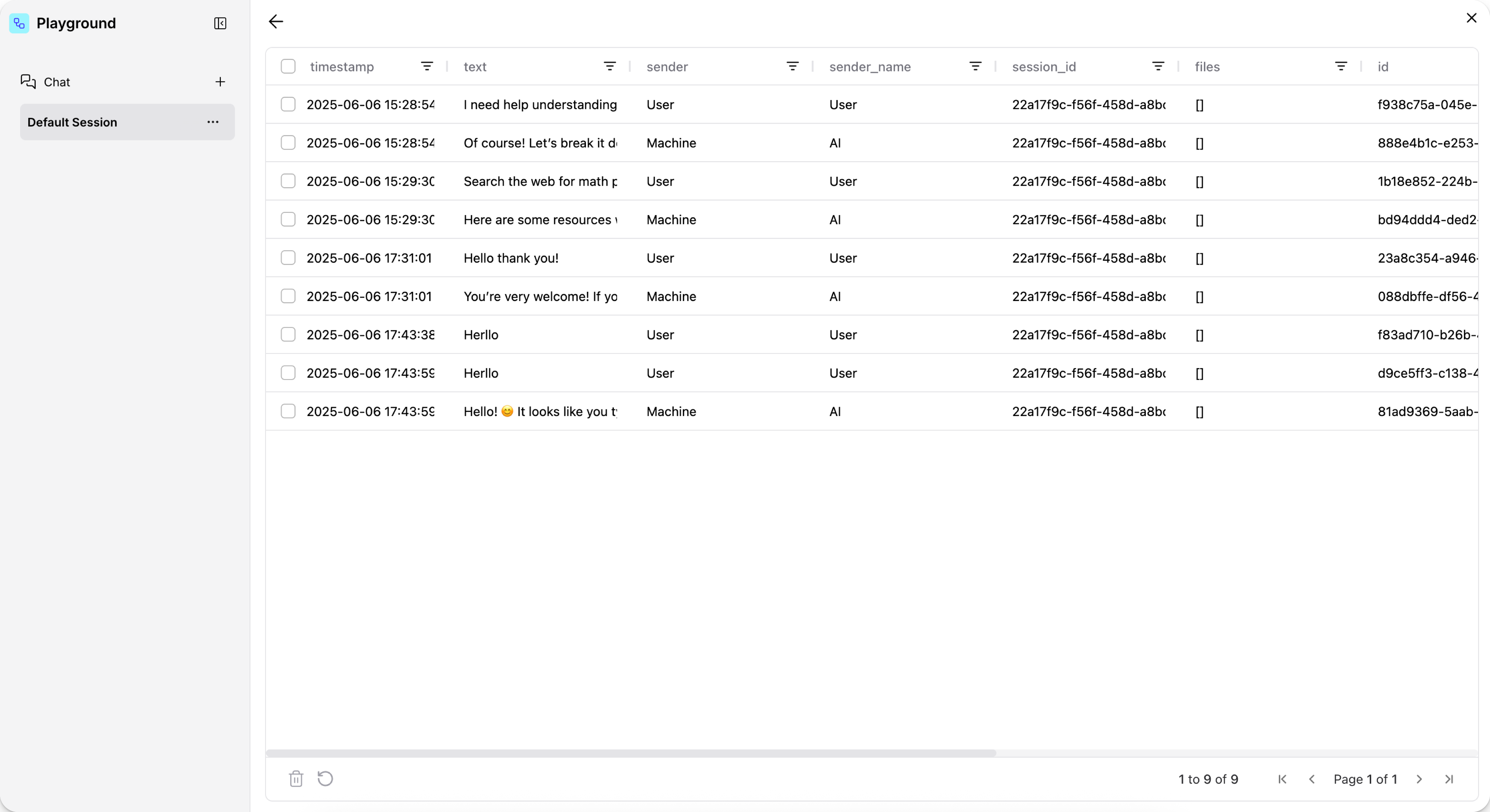 Message logs pane