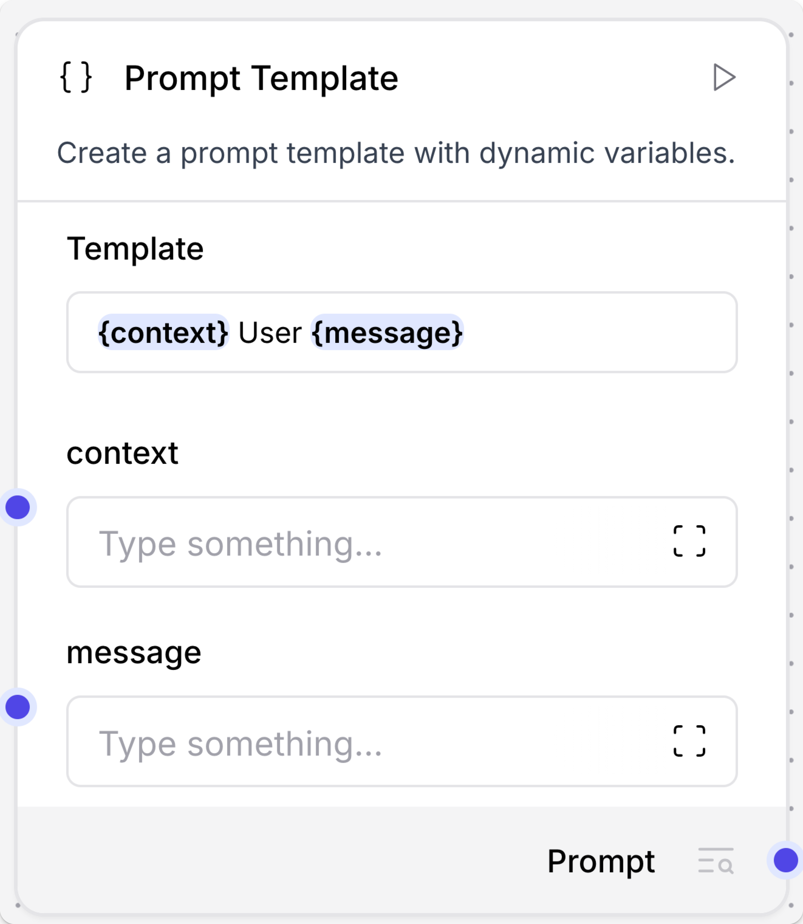 Prompt Template component with multiple inputs