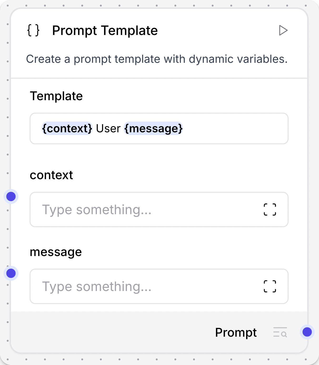 Prompt Template component with multiple inputs