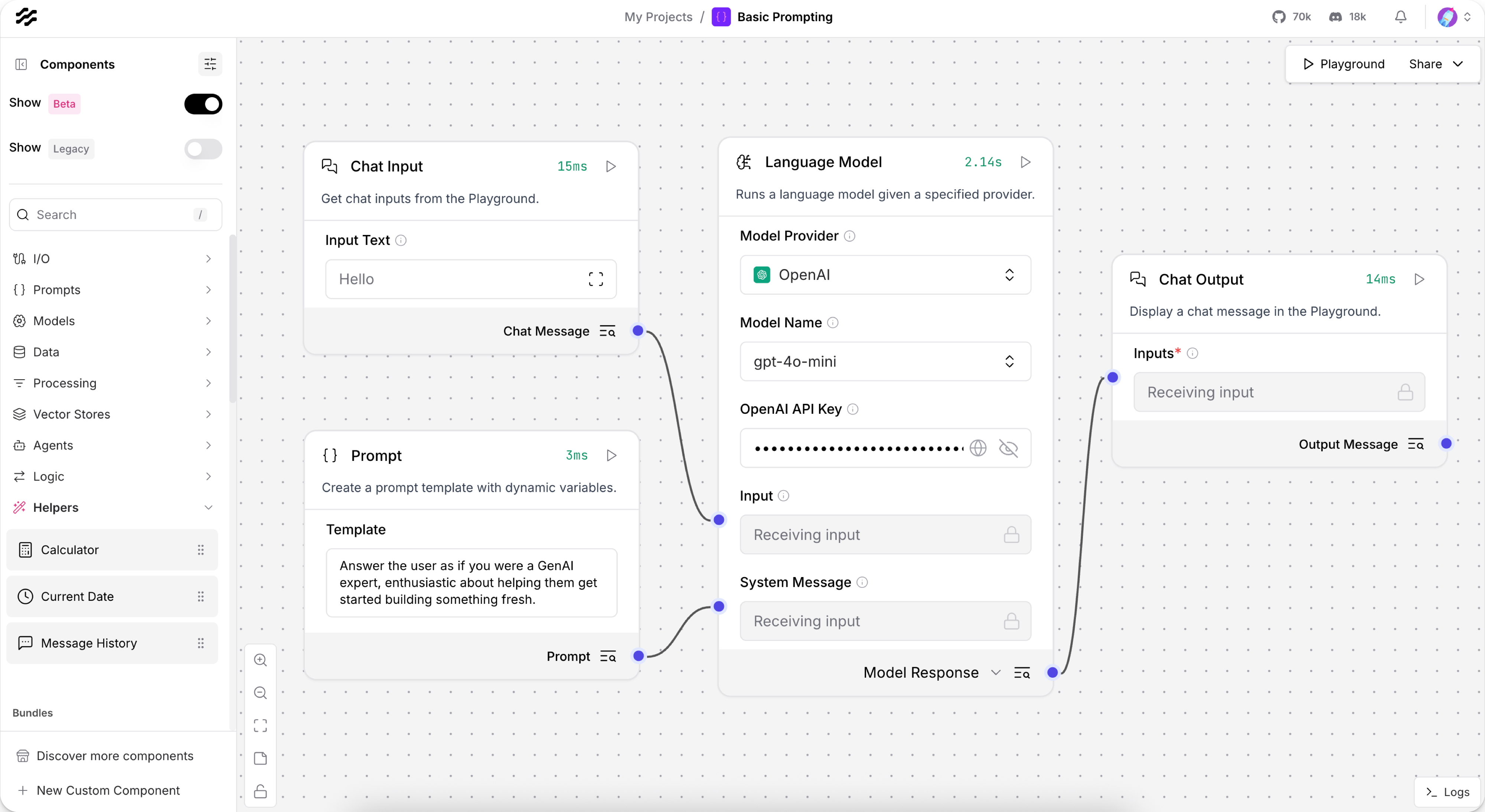 Basic prompting flow within the Workspace